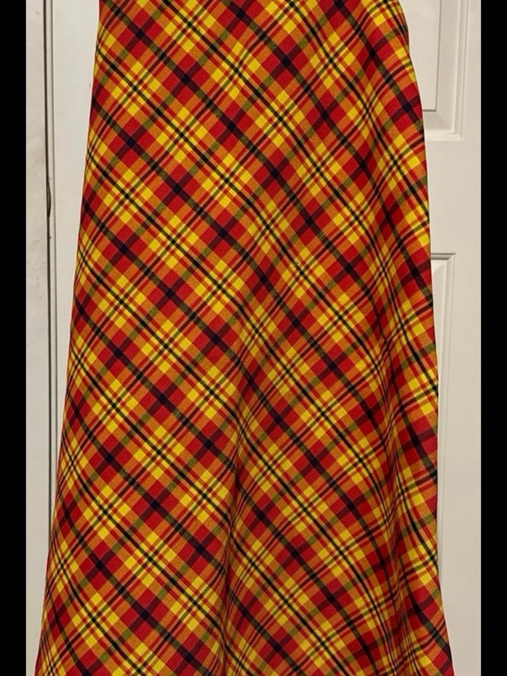 Vintage Plaid Maxi Skirt in Red, Yellow and Black